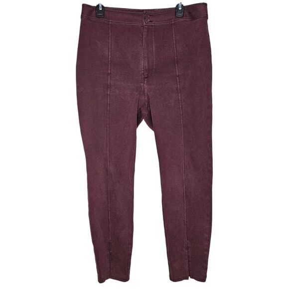 Maeve Anthropologie High Rise Seamed Split Hem Pants In Plum Size 14 Equestrian - Picture 3 of 11